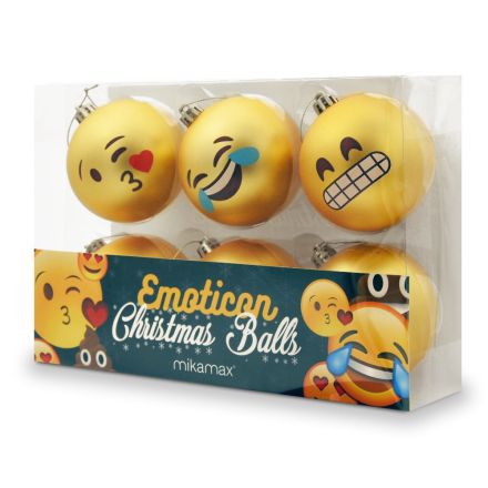 Emoticon Christmas Balls 6PCS