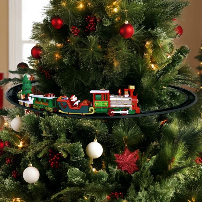 kerstboom trein set die rond de kerstboom rijdt als kerstdecoratie"